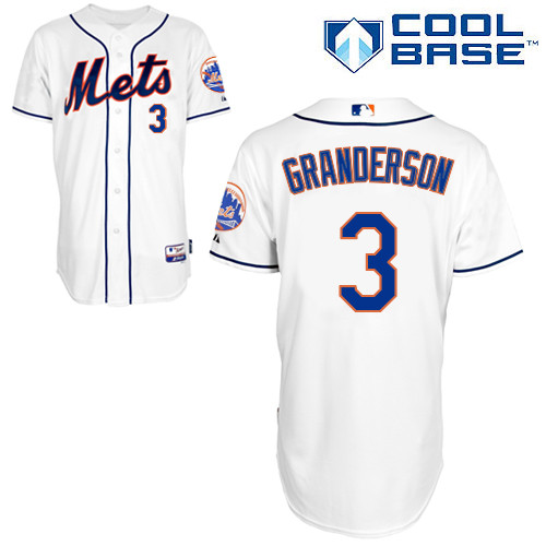 Curtis Granderson #3 MLB Jersey-New York Mets Men's Authentic Alternate 2 White Cool Base Baseball Jersey
